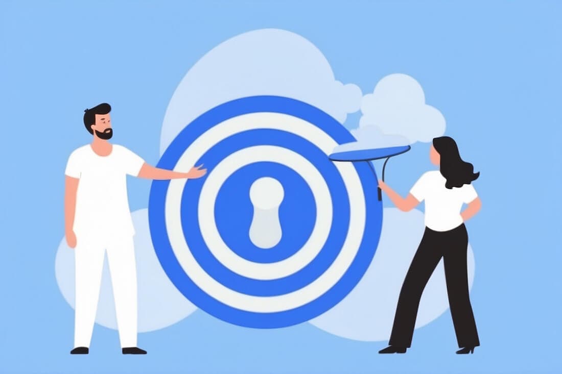Dartboard with keyhole - symbolizing finding the right goal_objective