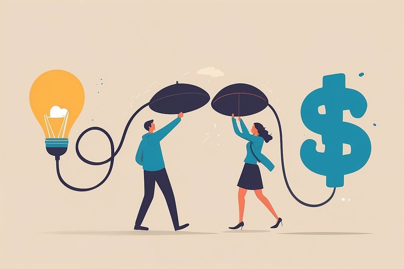 Connecting ideas and funds in an illustration, symbolizing a deal with convertible notes