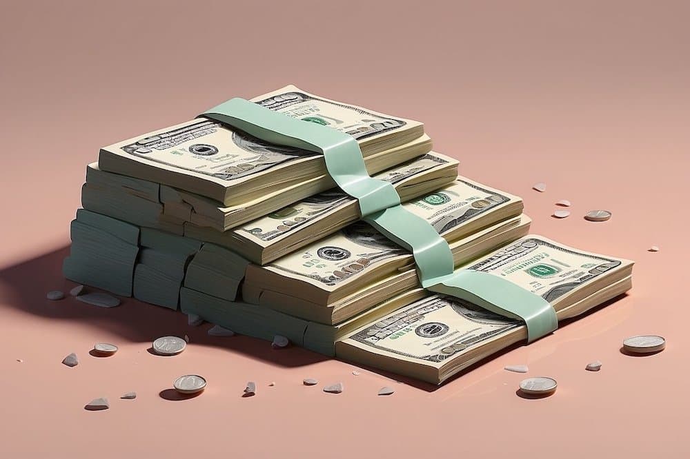 a stack of dollar bills