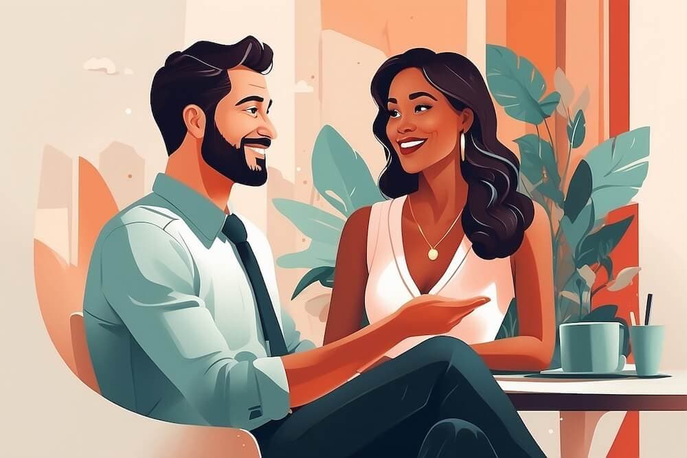 Entrepreneur engaged in a positive conversation with a customer