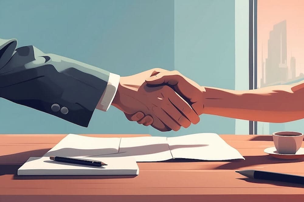 Business handshake in a meeting