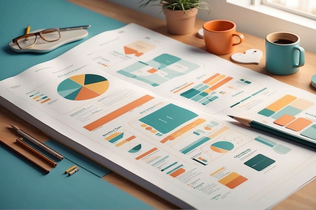 A business plan with graphs and charts