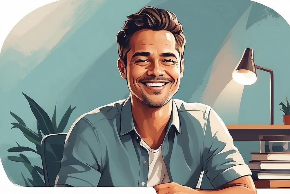 A smiling solopreneur