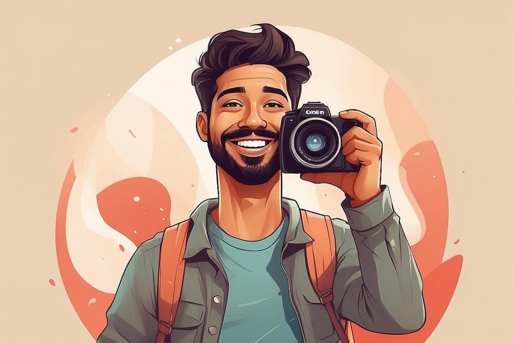 Micropreneur with a camera for photography