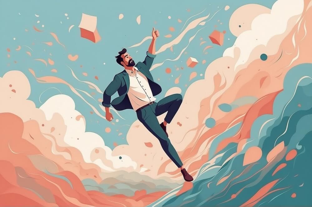 Entrepreneur falling from the sky